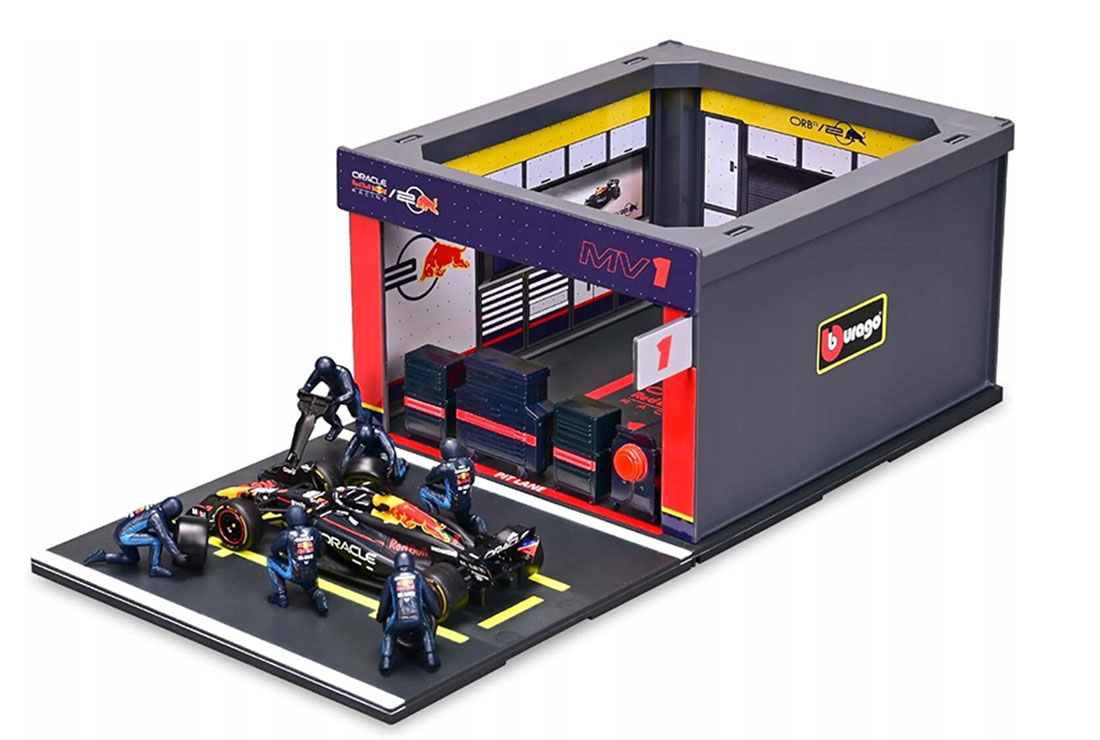 Coffret diorama garage pit-stop Red Bull RB20